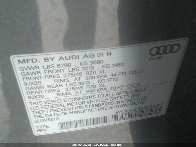 WA1LGAFEXED014371 Audi Q7 3.0t Premium Plus