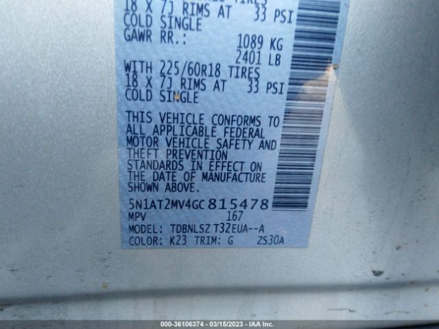 5N1AT2MV4GC815478 Nissan Rogue Sl