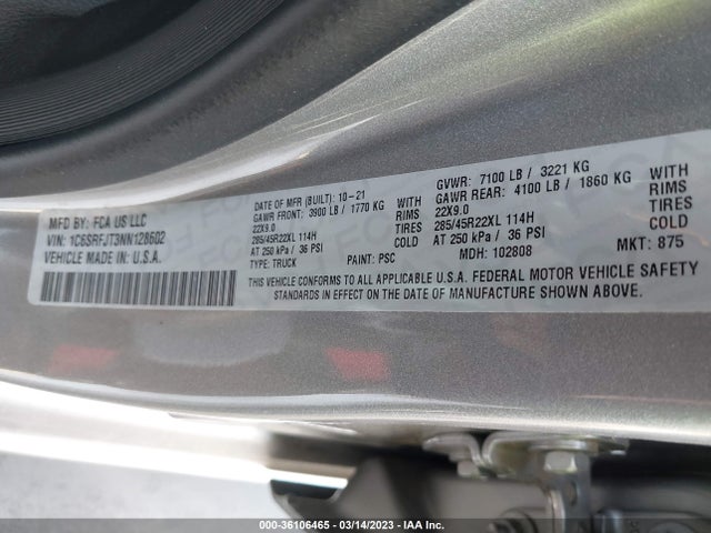 1C6SRFJT3NN128602 RAM 1500 Laramie