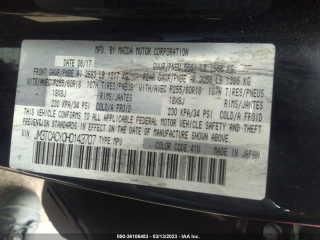 Mazda Cx-9 Touring 2017 JM3TCACY0H0143707 Image 9