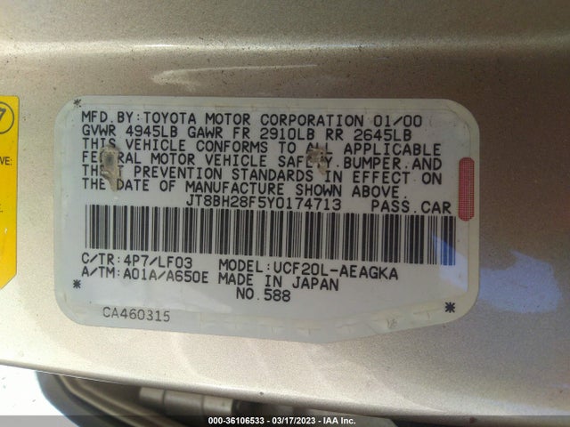 JT8BH28F5Y0174713 Lexus LS 400
