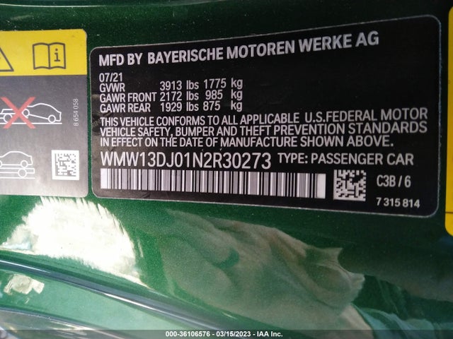 WMW13DJ01N2R30273 Mini Hardtop 2 Door Cooper Se
