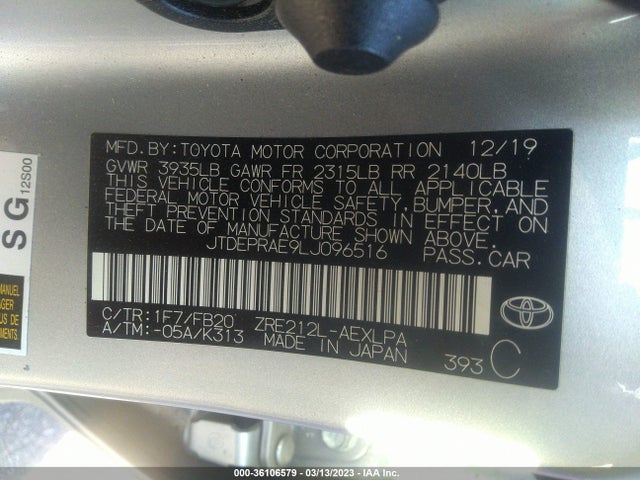 Toyota COROLLA LE 2020 JTDEPRAE9LJ096516 Image 10