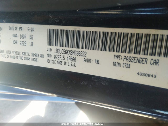 2008 DODGE AVENGER SXT VIN: 1B3LC56KX8N690222