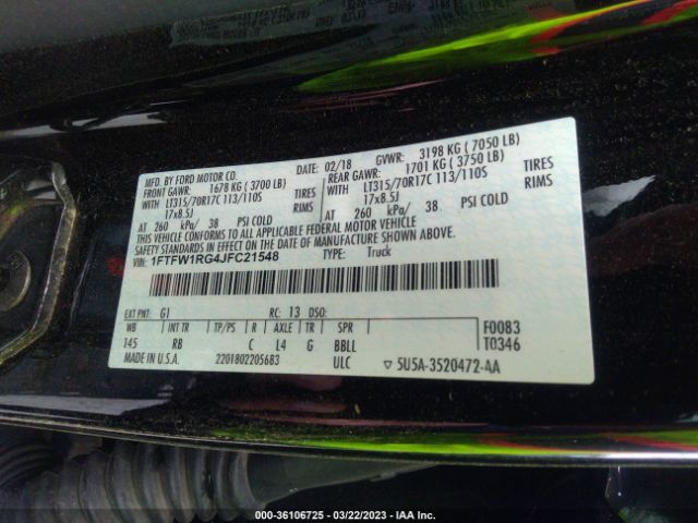 1FTFW1RG4JFC21548 Ford F-150 Raptor