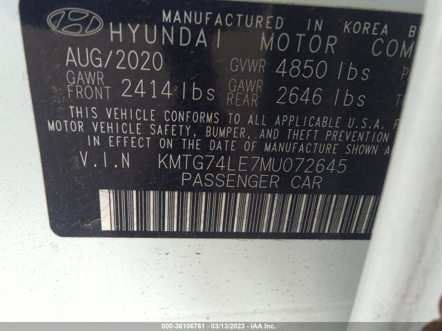 2021 Genesis G70, VIN: KMTG74LE7MU072645