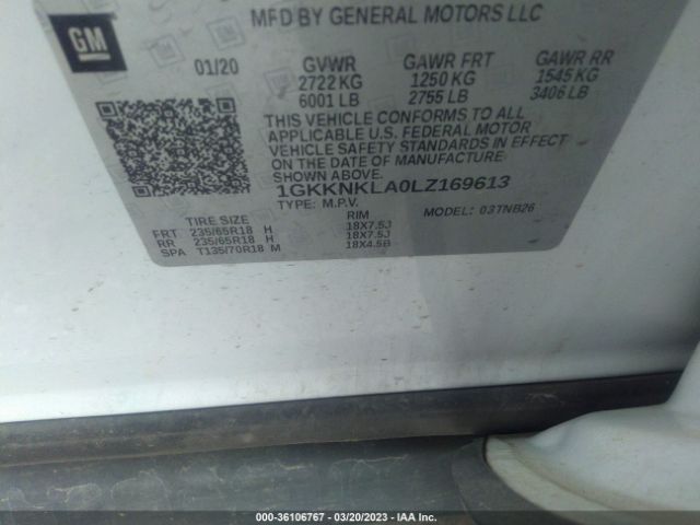 1GKKNKLA0LZ169613 GMC ACADIA SLE