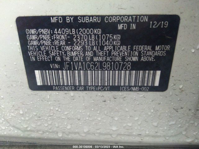 JF1VA1C62L9810728 Subaru Wrx Premium
