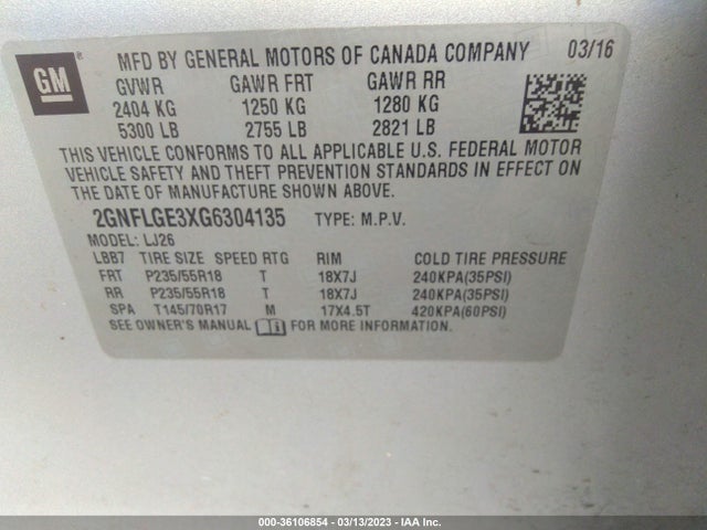 Chevrolet Equinox Ltz 2016 2GNFLGE3XG6304135 Image 10