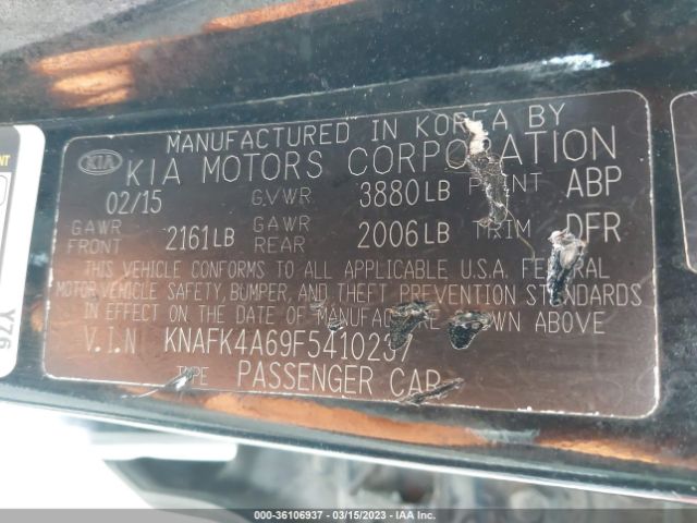 KNAFK4A69F5410237 KIA FORTE LX