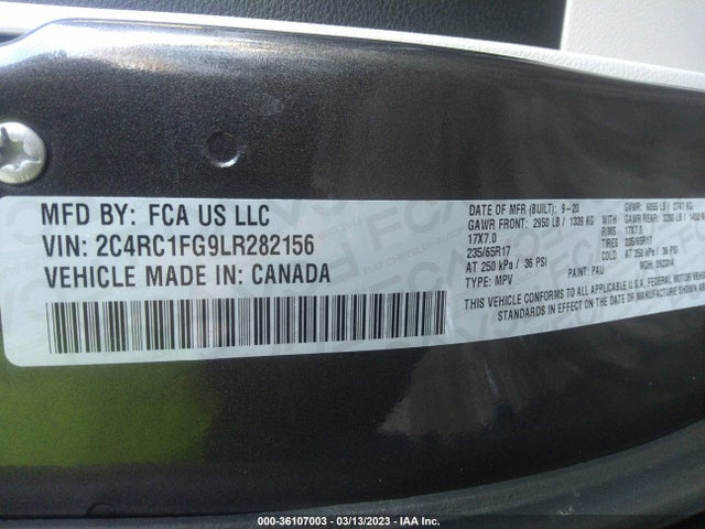 Chrysler Pacifica Touring 2020 2C4RC1FG9LR282156 Image 9