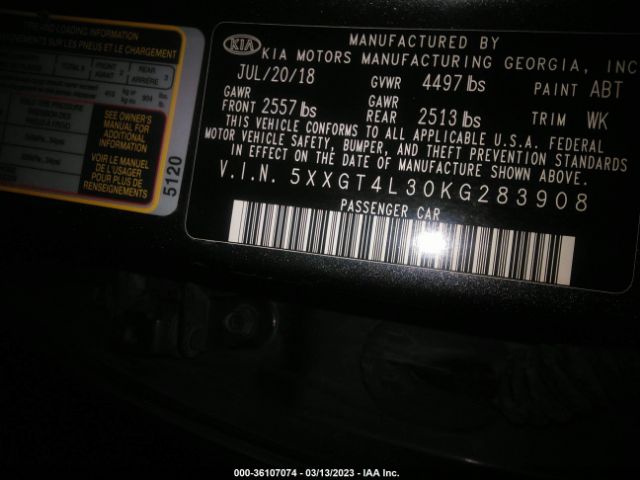 5XXGT4L30KG283908 KIA Optima Lx