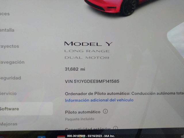 Tesla Model Y Long Range 2021 5YJYGDEE9MF141585 Image 8