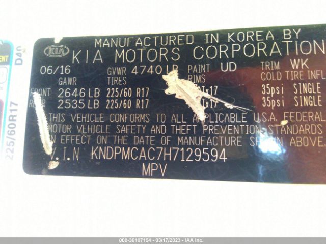 KNDPMCAC7H7129594 KIA Sportage Lx