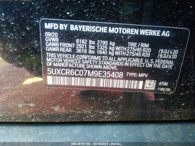 BMW X5 Xdrive40i 2021 5UXCR6C07M9E35408 Image 9