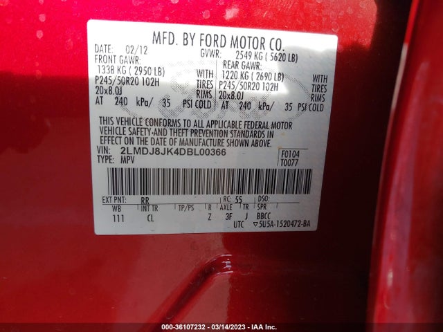 Lincoln MKX 2013 2LMDJ8JK4DBL00366 Image 10