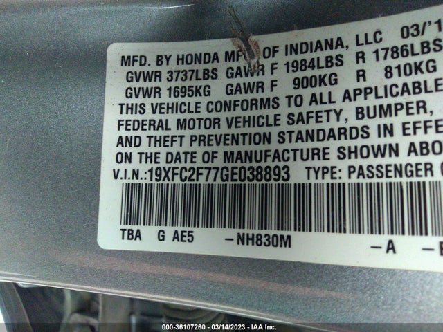 Honda Civic Sedan Ex 2016 19XFC2F77GE038893 Image 10