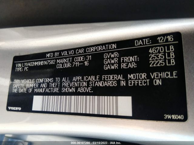 LYV402HM9HB147582 Volvo S60 Inscription T5 Platinum