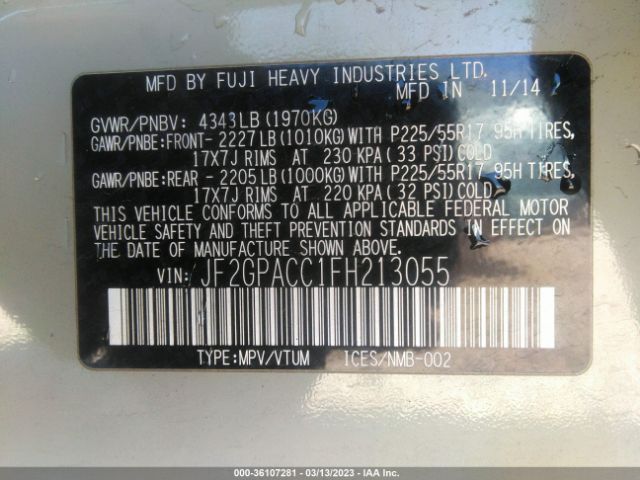 JF2GPACC1FH213055 Subaru Xv Crosstrek Premium