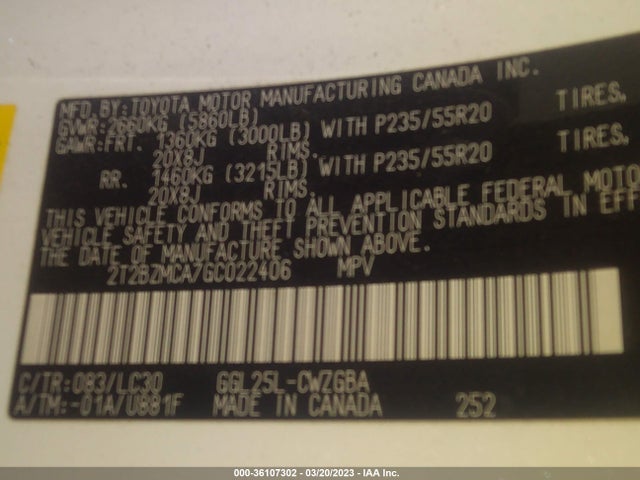 2016 Lexus RX, VIN: 2T2BZMCA7GC022406