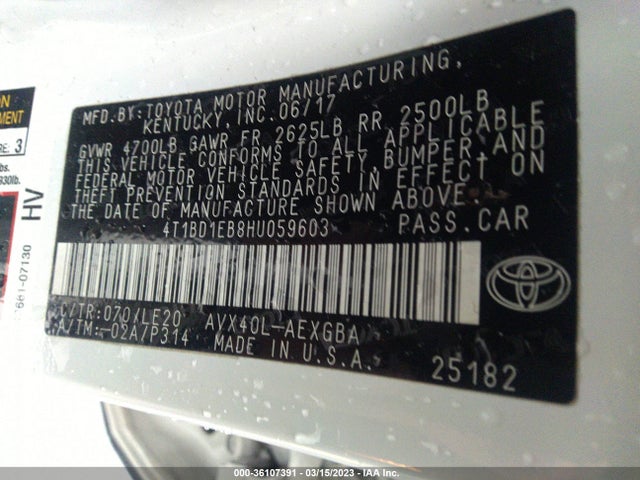 2017 Toyota Avalon, VIN: 4T1BD1EB8HU059603