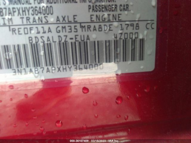 3N1AB7APXHY364000 Nissan SENTRA SV