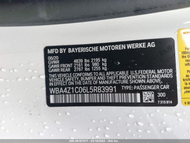 WBA4Z1C06L5R83991 BMW 4 Series 430i