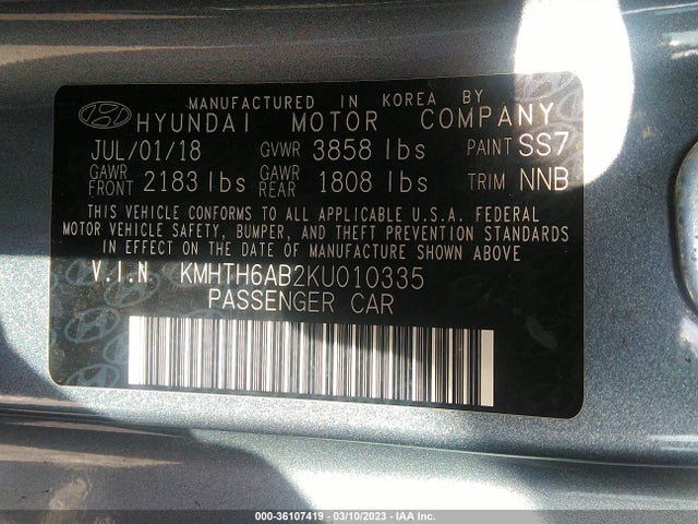 2019 Hyundai Veloster, VIN: KMHTH6AB2KU010335