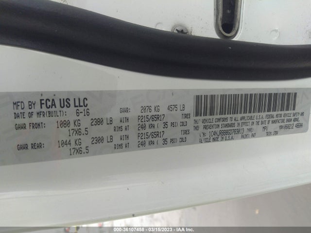 2016 Jeep Patriot, VIN: 1C4NJRBB8GD783013