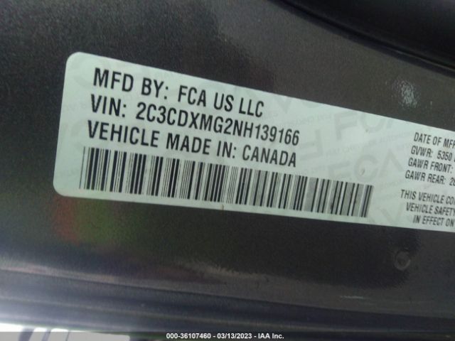 2C3CDXMG2NH139166 Dodge CHARGER GT