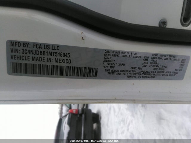 3C4NJDBB1MT516045 Jeep Compass Latitude