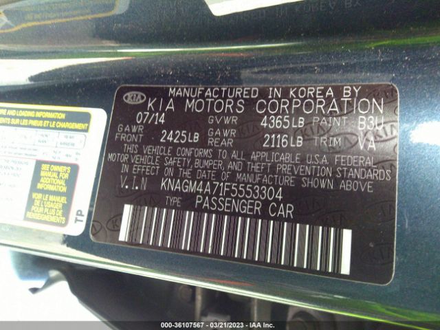 KNAGM4A71F5553304 KIA Optima Lx
