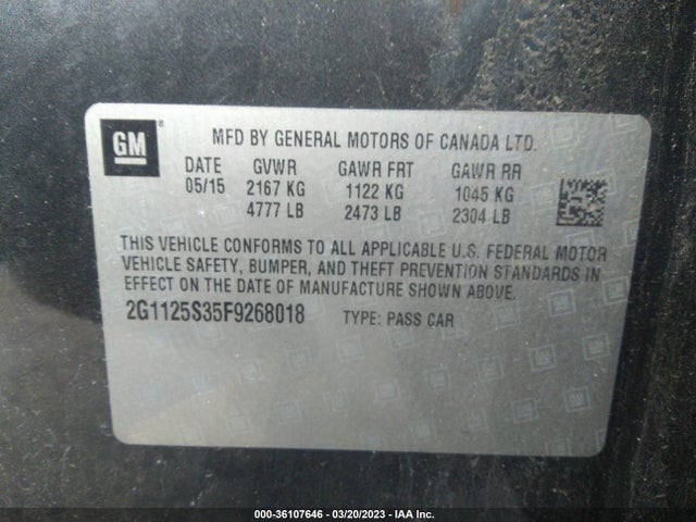 Chevrolet IMPALA LT 2015 2G1125S35F9268018 Image 11