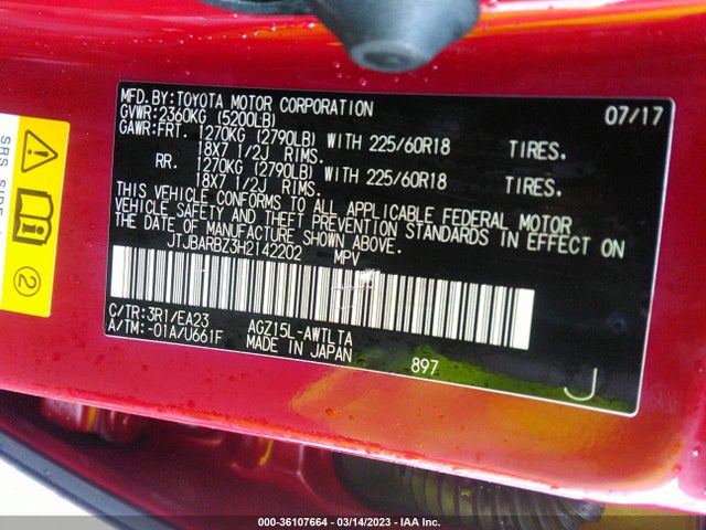 JTJBARBZ3H2142202 Lexus Nx Nx Turbo