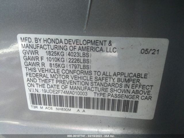 19UDE2F74MA010003 Acura Ilx Package