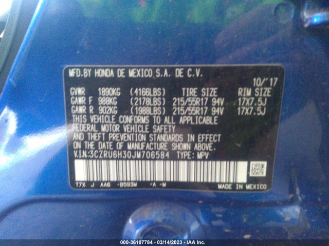 Honda HR-V LX 2018 3CZRU6H30JM706584 Image 10
