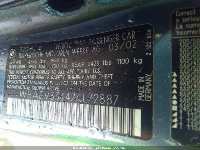WBAEV33442KL72887 BMW 3 Series 325i