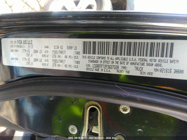 1C6RR7FT2FS627228 RAM 1500 Tradesman
