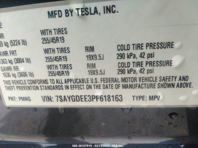 Tesla Model Y Long Range 2023 7SAYGDEE3PF618163 Image 9