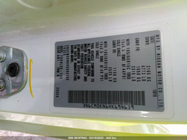 3N6CM0KN6HK694639 Nissan Nv200 Compact Cargo S