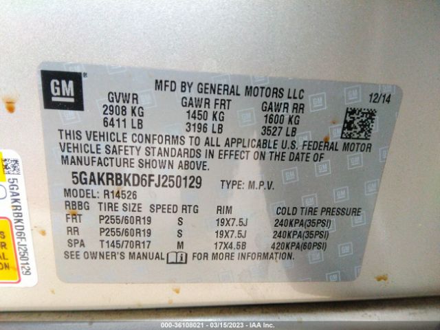 5GAKRBKD6FJ250129 Buick Enclave Leather