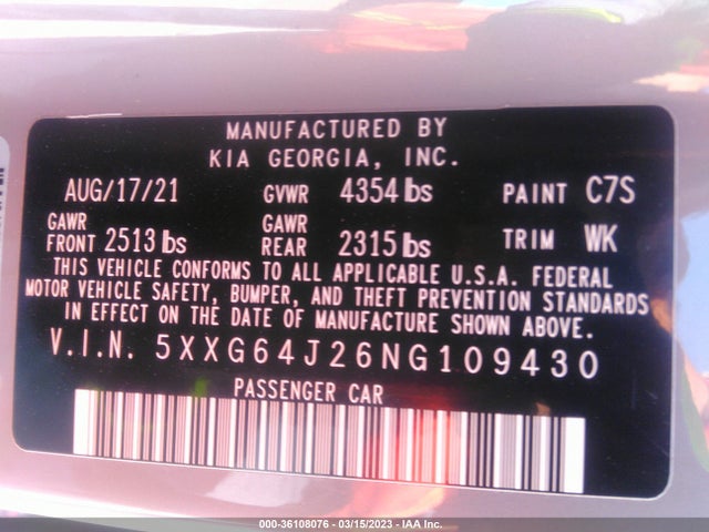 KIA K5 Gt-line 2022 5XXG64J26NG109430 Image 11