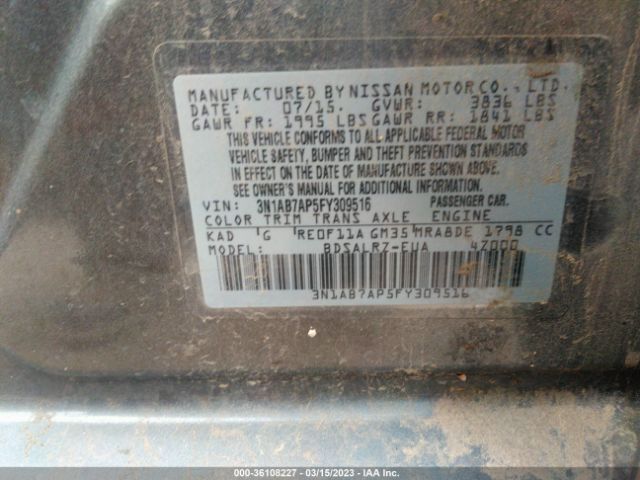 3N1AB7AP5FY309516 Nissan SENTRA SR
