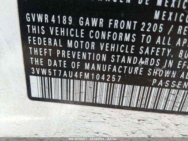 3VW5T7AU4FM104257 Volkswagen GOLF GTI S