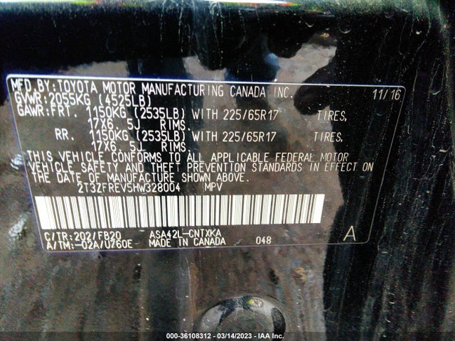 Toyota RAV4 LE 2017 2T3ZFREV5HW328004 Image 9