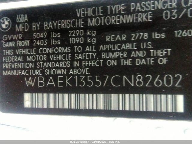 WBAEK13557CN82602 BMW 6 Series 650i