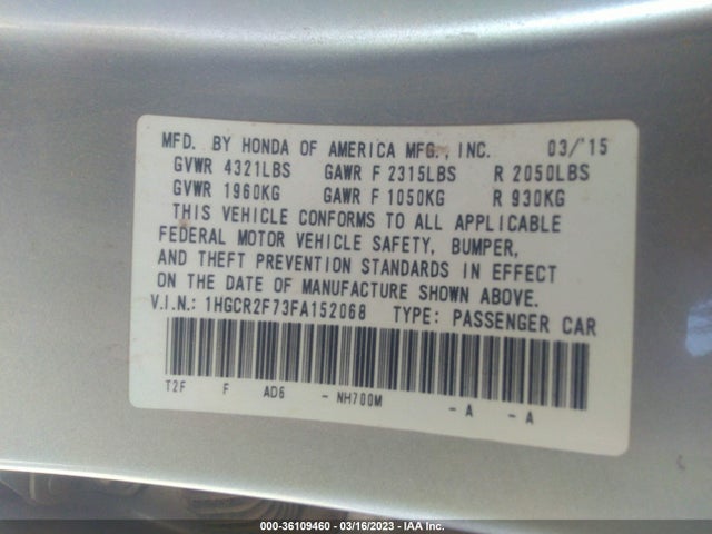 Honda Accord Sedan Ex 2015 1HGCR2F73FA152068 Image 10