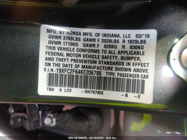 Honda Civic Lx 2019 19XFC2F64KE206795 Image 27