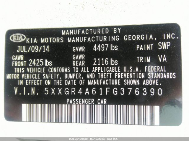 5XXGR4A61FG376390 KIA Optima Sx Turbo