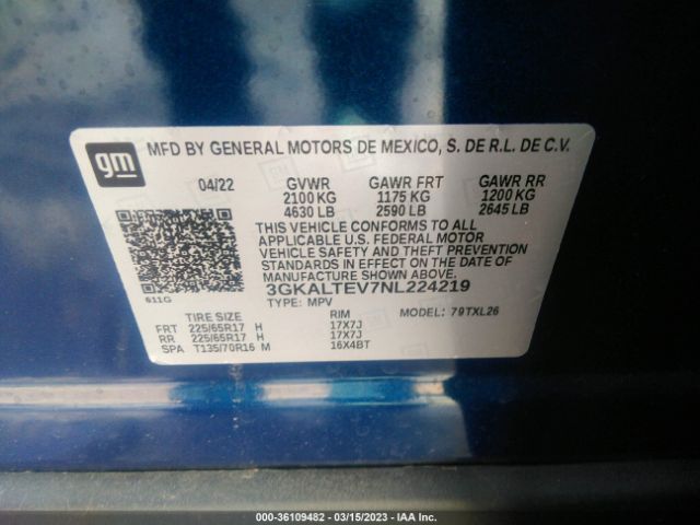3GKALTEV7NL224219 GMC Terrain Sle